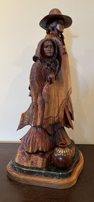 Bob Boomer Family Native American Indian man and woman figure figurative western woodcarving side