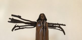 Bob Boomer Preparing For The Storm bronze sculpture Native American