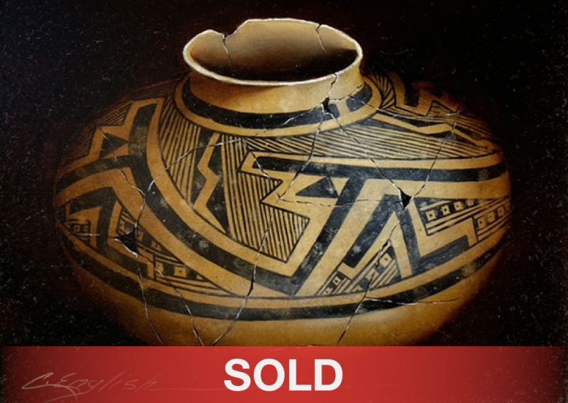 Cheryl English Anasazi pottery Native American oil painting sold