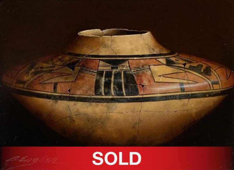 Cheryl English Ancient Pottery Native American artifact western oil painting sold