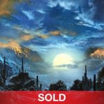 Dale Terbush Here Beside My Heart moon clouds desert cacti cactus western oil painting sold