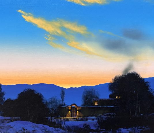 Dale Terbush The Peace of Twilight oil painting landscape sunset sunrise adobe