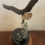 Frank DiVita American Spirit eagle in flight catching fish hunting fishing action wildlife bronze sculpture back