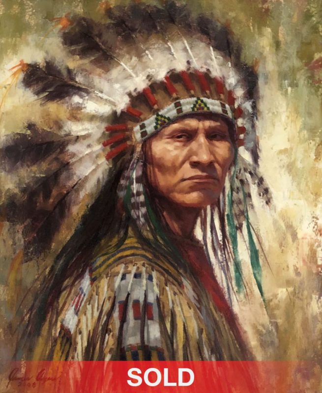 James Ayers Face of Defiance Lakota Native American India chief western oil painting