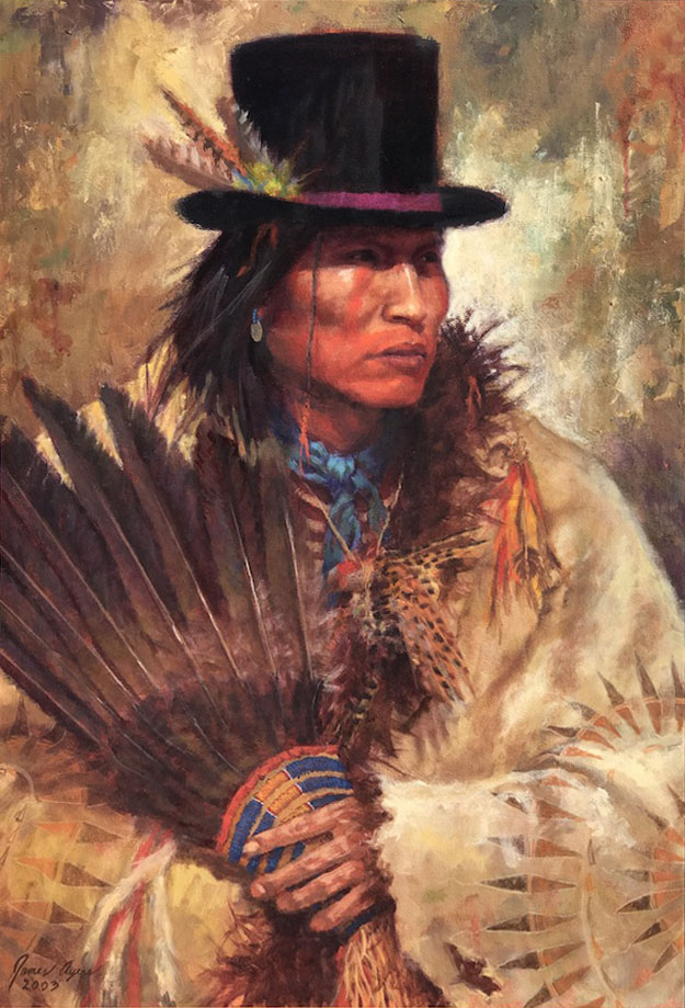 James Ayers His New Hat Oglala Sioux original oil painting Native American