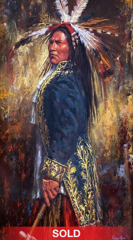 James Ayers Leader Native American Indian chief warrior pride proud western oil painting sold