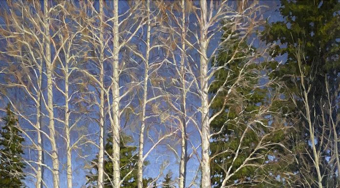 James Ayers Through The Forest Native American Indians warriors chief horse snow aspen tree western oil painting