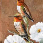 Trevor Swanson Thistel Stop hummingbird wildlife oil painting on copper