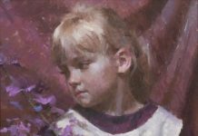 Morgan Weistling - "Emmie's Wish" girl figure figurative flowers oil painting