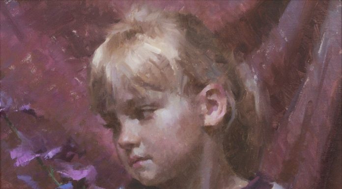 Morgan Weistling - "Emmie's Wish" girl figure figurative flowers oil painting