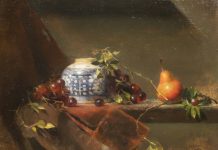 David Leffel - "Still Life With Red Pear And Chinese Vase"