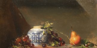 David Leffel - "Still Life With Red Pear And Chinese Vase"