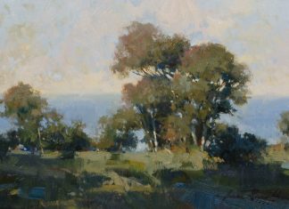 James Reynolds (1926 - 2010) - "La Jolla" California landscape plein air trees western oil landscape painting