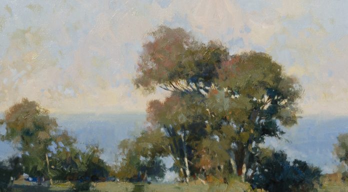 James Reynolds (1926 - 2010) - "La Jolla" California landscape plein air trees western oil landscape painting