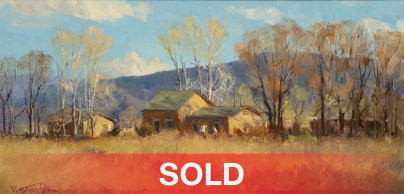 Indian Summer, Taos - Paul Strisik buildings western oil painting