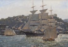 Christopher Bossom "Down-Easter" ship boat sailing sea ocean oil painting