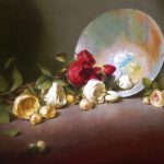 David Riedel Roses flower floral stillife still life oil painting