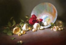 David Riedel Roses flower floral stillife still life oil painting