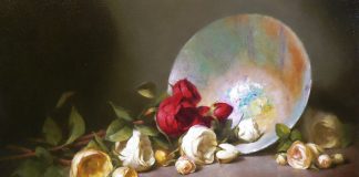 David Riedel Roses flower floral stillife still life oil painting