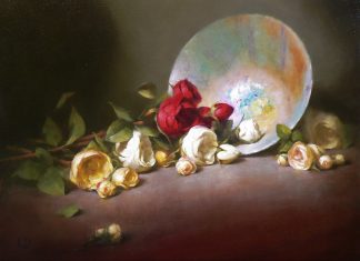 David Riedel Roses flower floral stillife still life oil painting