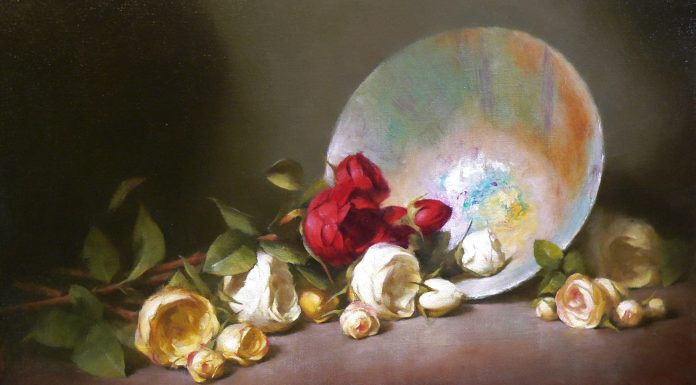 David Riedel Roses flower floral stillife still life oil painting