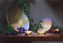 David Riedel Two Bowls flower floral stillife still life oil painting