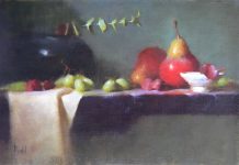 David Riedel Red Pears still life oil painting