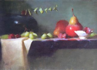 David Riedel Red Pears still life oil painting