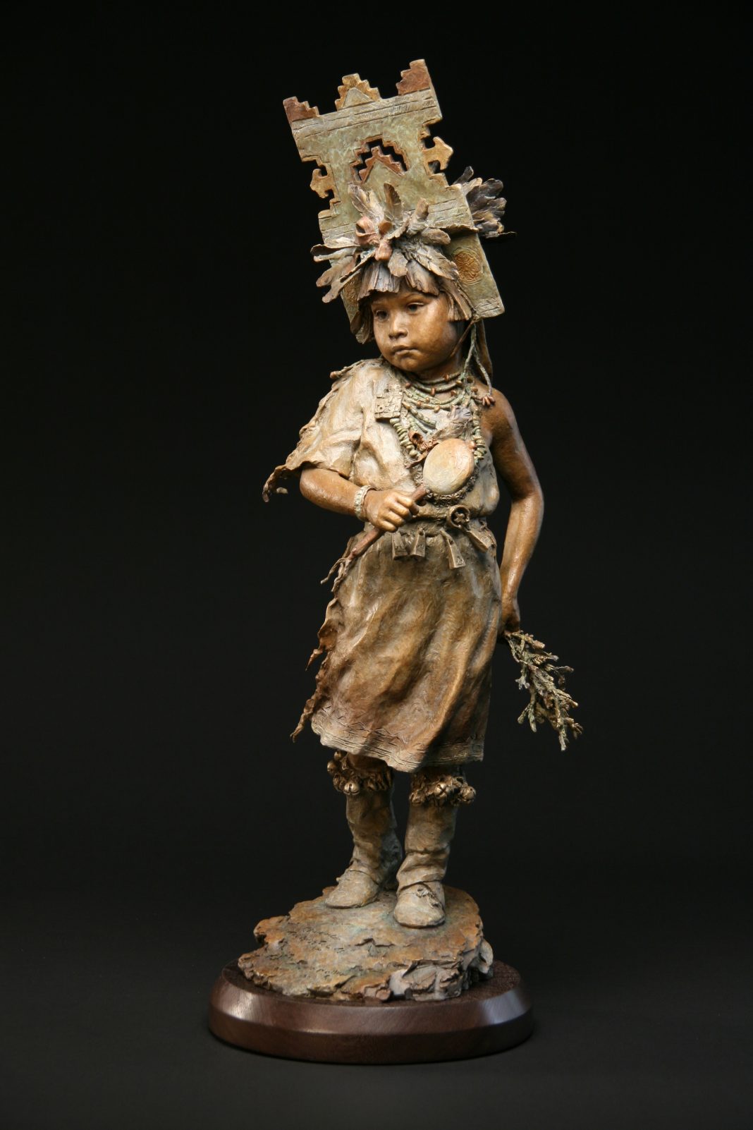 John Coleman Bringing The Buds To Life Native American Indian girl dance dancer western bronze sculpture