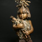 John Coleman Little Hopi Clowns Native American Indian girl doll western bronze sculpture sold