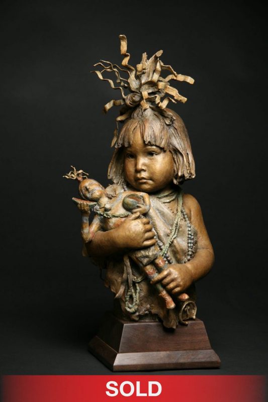 John Coleman Little Hopi Clowns Native American Indian girl doll western bronze sculpture sold