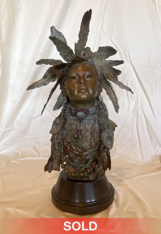 John Coleman Little Medicine Girl Native American Indian female figure figurative western bronze sculpture sold