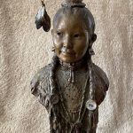 John Doelman Little Pow Wow Girl Native American Indian girl young woman western bronze sculpture sold
