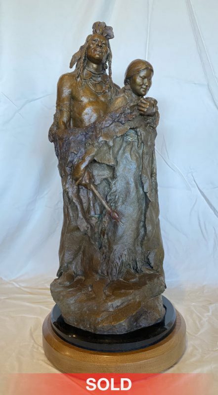 John Coleman The Wedding Couple Native American Indian man woman warrior squaw western bronze sculpture front sold
