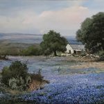 Robert Wood "Bluebonnets In Texas" western landscape oil painting