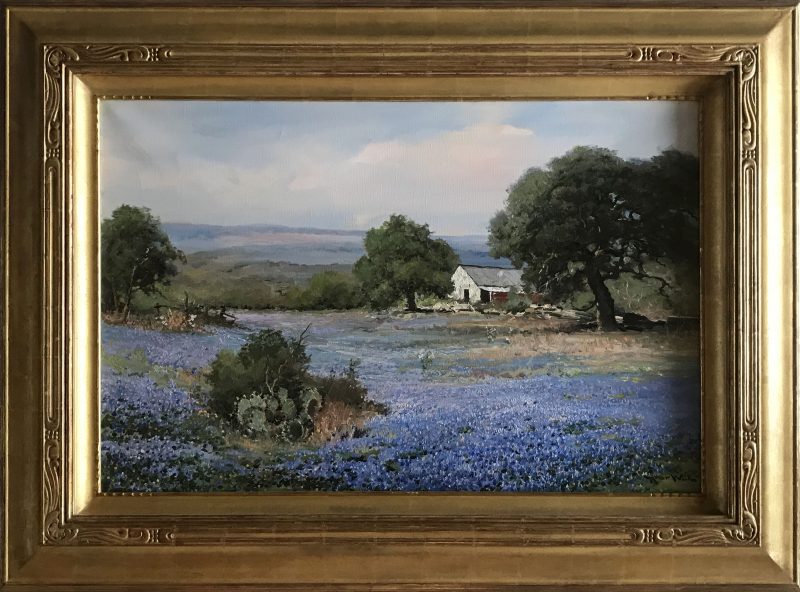 Robert Wood "Bluebonnets In Texas" western landscape oil painting