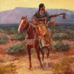 Roy Andersen The Pipe Holders Trophies Native American woman horse western oil painting