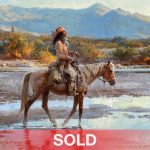 Roy Andersen The Quiet Time Native American Indian horse river stream creek water western oil painting sold