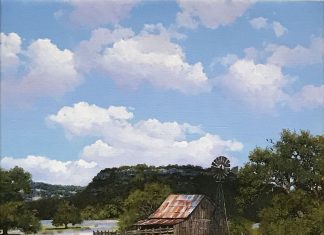 William Slaughter Bluebonnets landscape western oil painting
