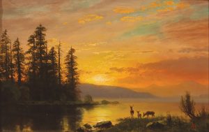 Albert Bierstadt Sunset Salt Lake western landscape oil painting