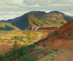 E Martin Hennings Across The Valley western wildlife landscape oil painting