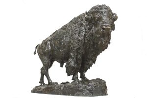 Henry Shrady Elk Buffalo bronze sculpture wildlife