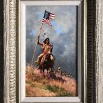 Howard Terpning Change Of Command Native American horses American flag western oil painting framed