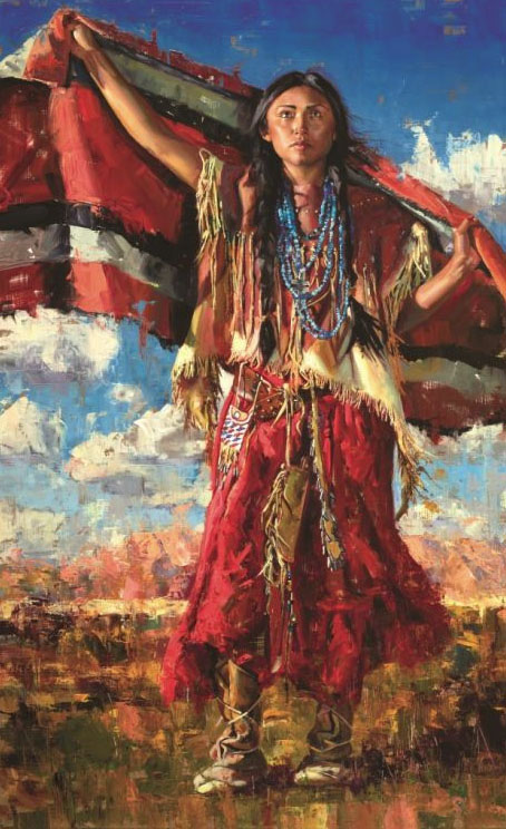 Jeremy Winborg "Beauty Of The Desert Native American woman blanket western oil painting