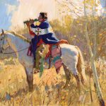 John Moyers End Of The Season Native American western landscape oil painting