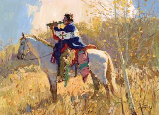 John Moyers End Of The Season Native American western landscape oil painting