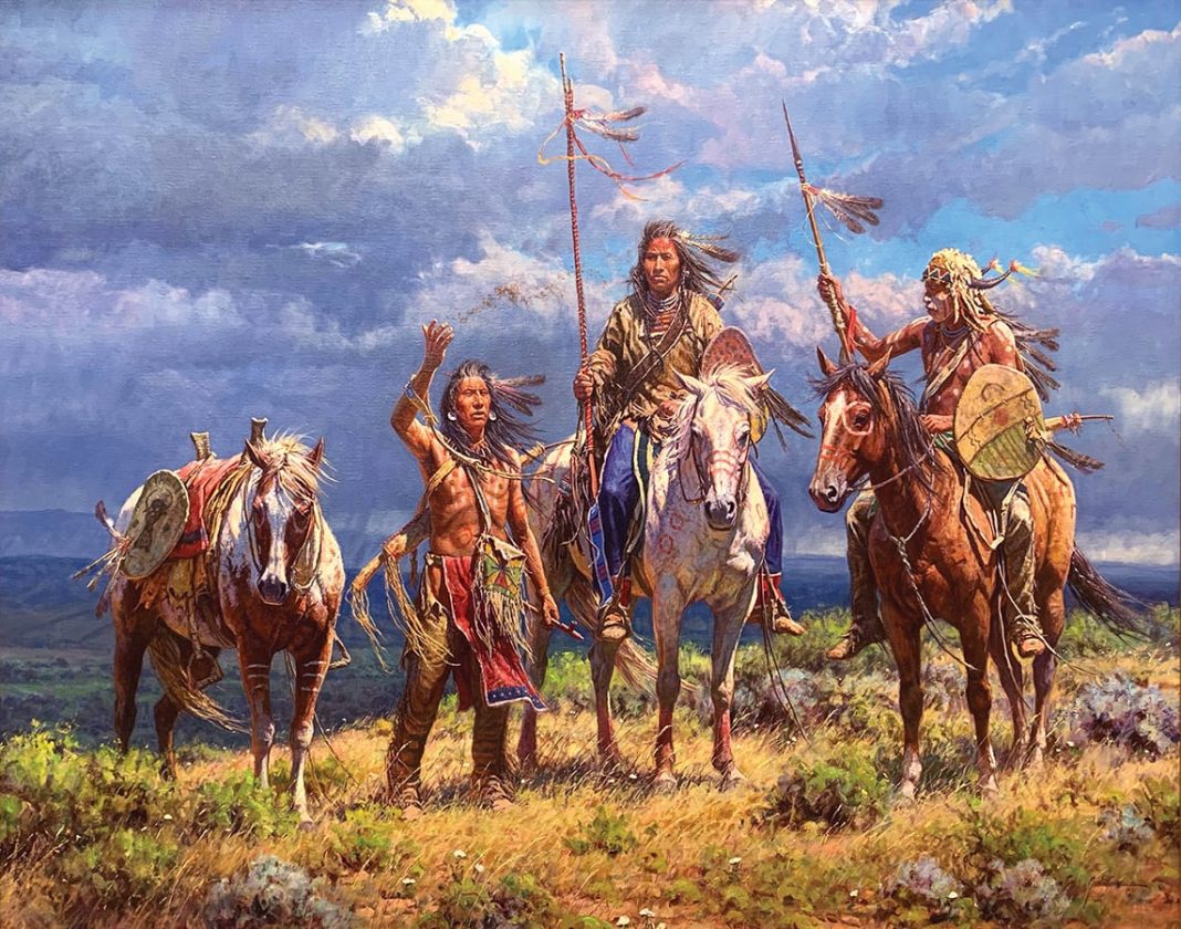 Martin Grelle Offerings On The Wind Native American western oil painting