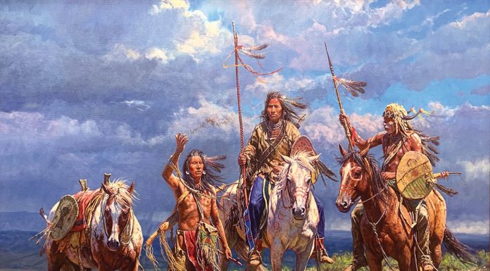 Martin Grelle Offerings On The Wind Native American western oil painting