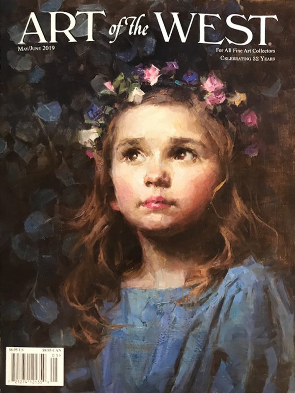 Morgan Weistling Art of the West magazine cover figure portrait girl roses figurative western oil painting