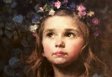 Morgan Weistling Art of the West magazine cover figure portrait girl roses figurative western oil painting